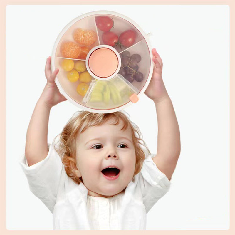 Carryable rotating snack plate with lid