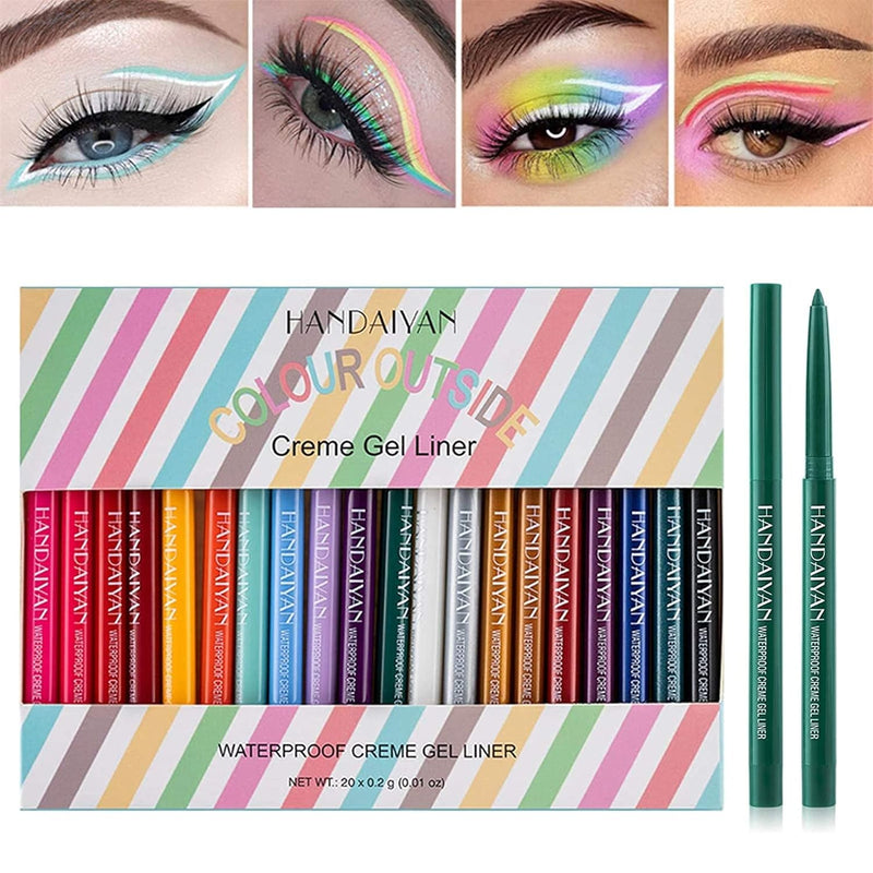 20 PCS Colored Eyeliners Pencil Set