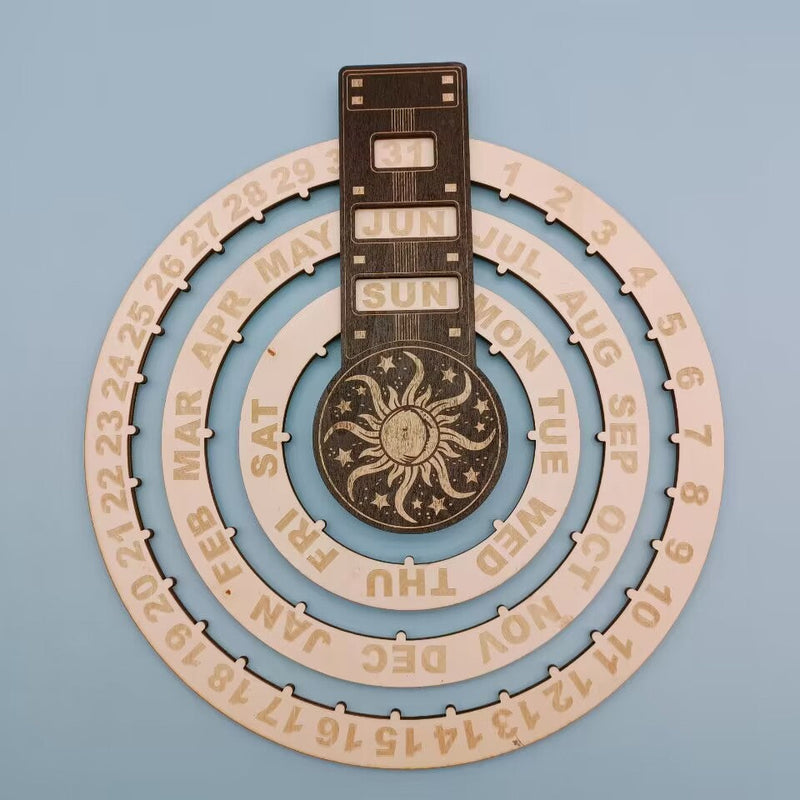 Wooden Rotating Circular Perpetual Calendar