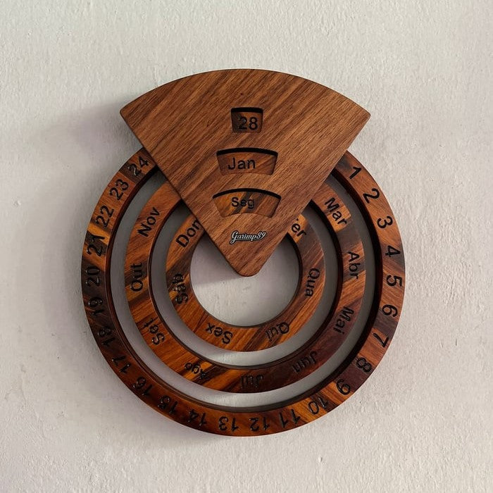 Wooden Rotating Circular Perpetual Calendar