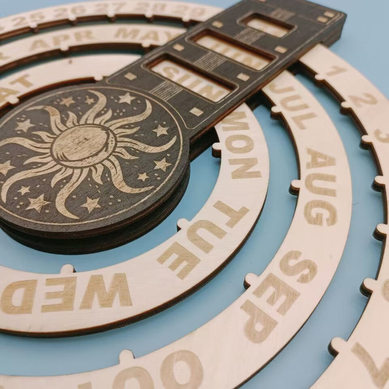 Wooden Rotating Circular Perpetual Calendar