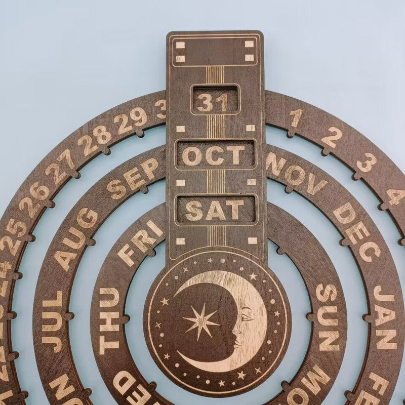 Wooden Rotating Circular Perpetual Calendar