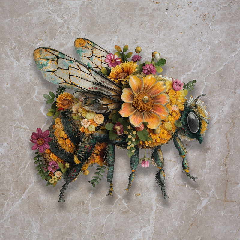 Flower Bee Metal Sign