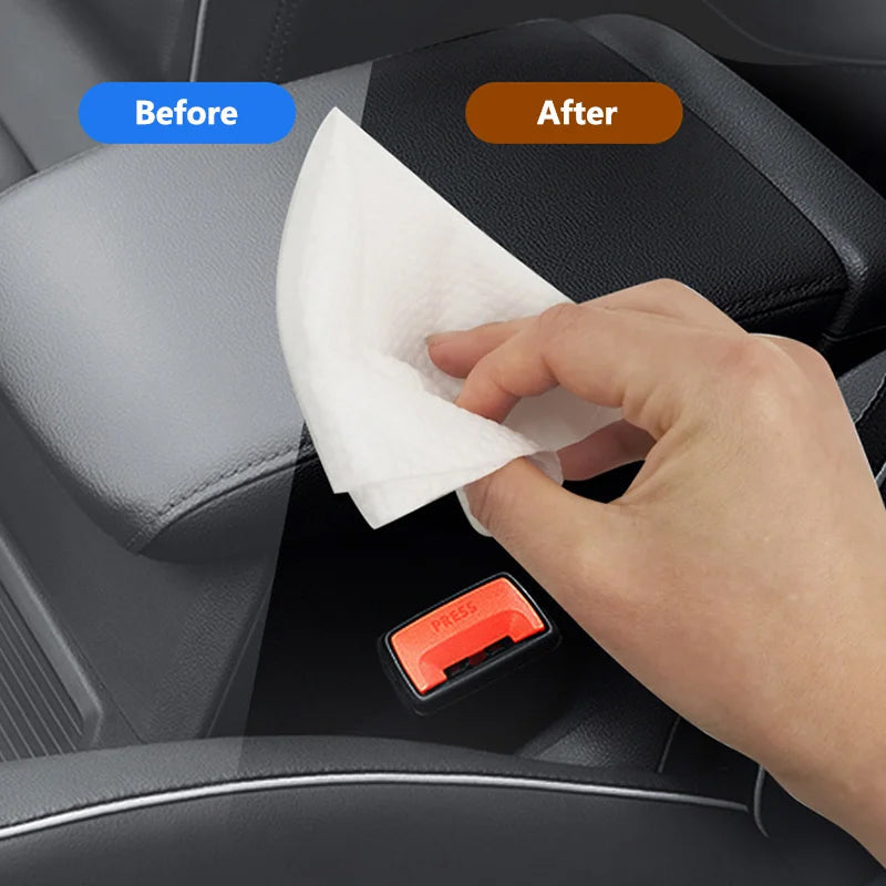 Car interior cleaning and polishing wipes