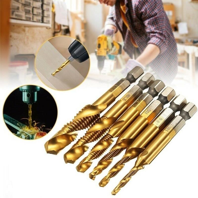 6 piece metric thread tap drill bits set