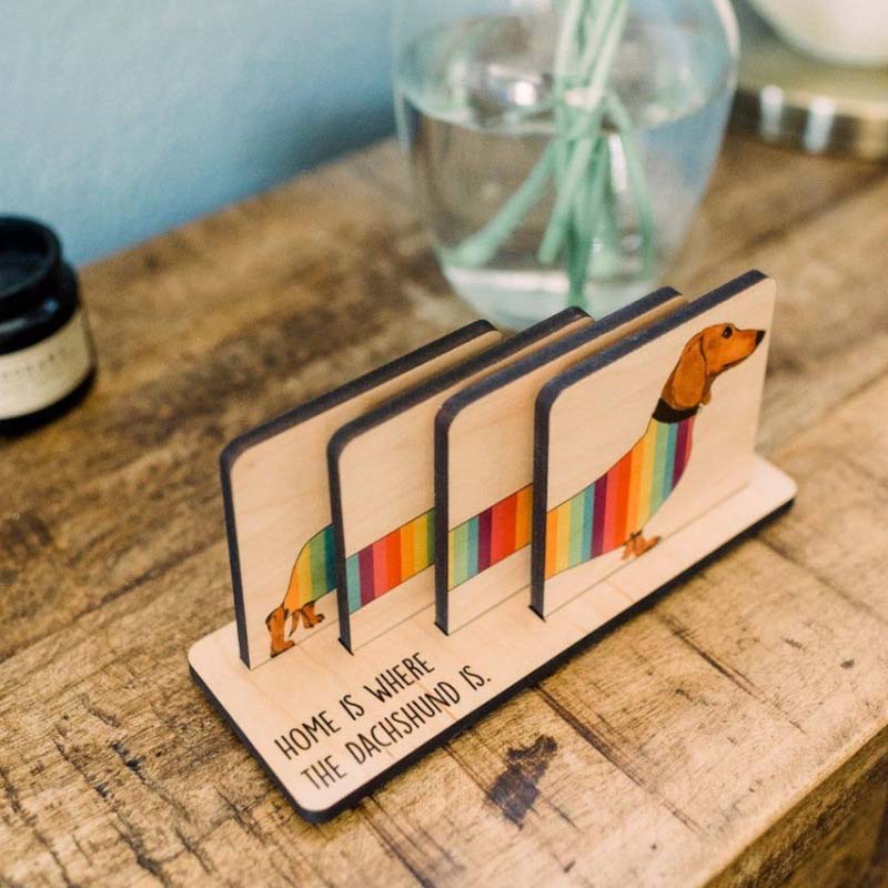 Dachshund Wood Coaster Set