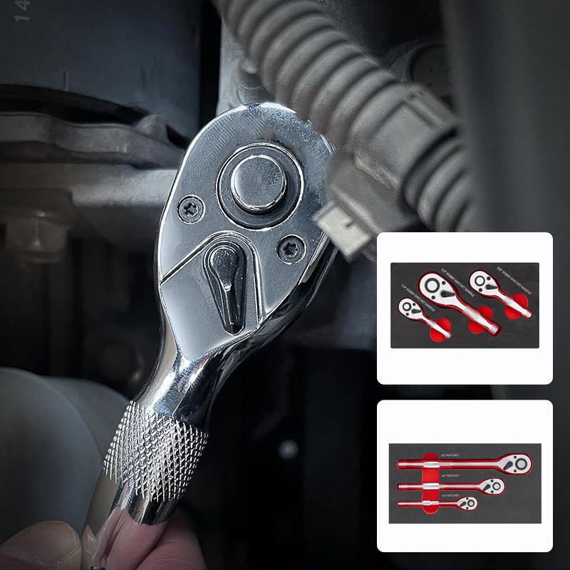 72-Tooth Short Handle Ratchet Wrench