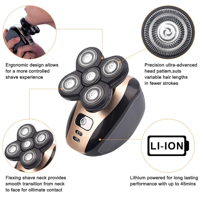 5 in 1 multifunctional 4D electric shaver