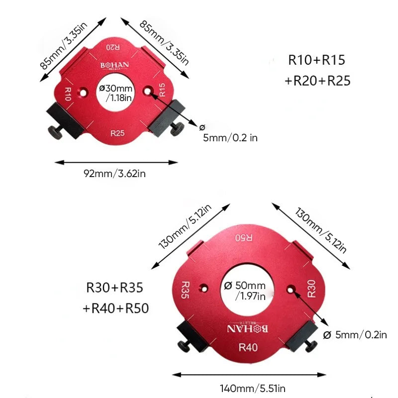 Trimmer Cutting R Angle Arc Template