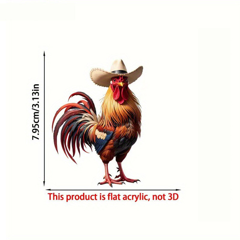 Cowboy Rooster Arcylic Ornament - Gift For Farm Ornament Decor