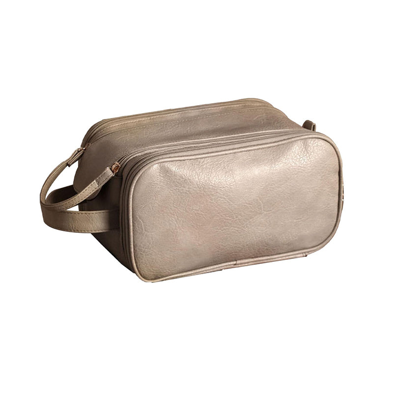 Dual-Zipper Travel Makeup Bag Large-Capacity High-Aesthetic Design