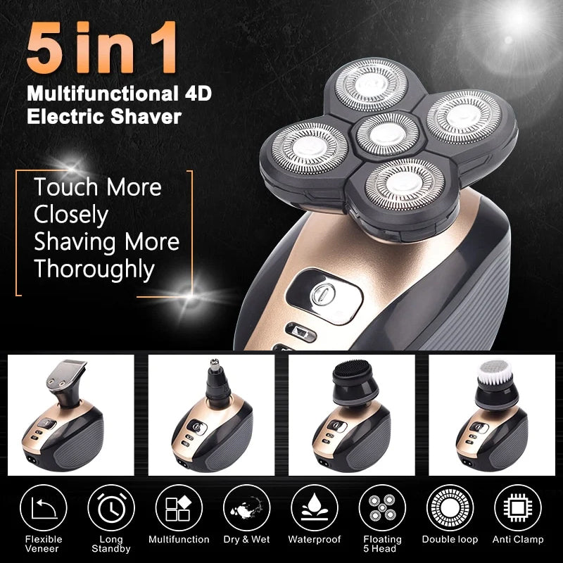 5 in 1 multifunctional 4D electric shaver