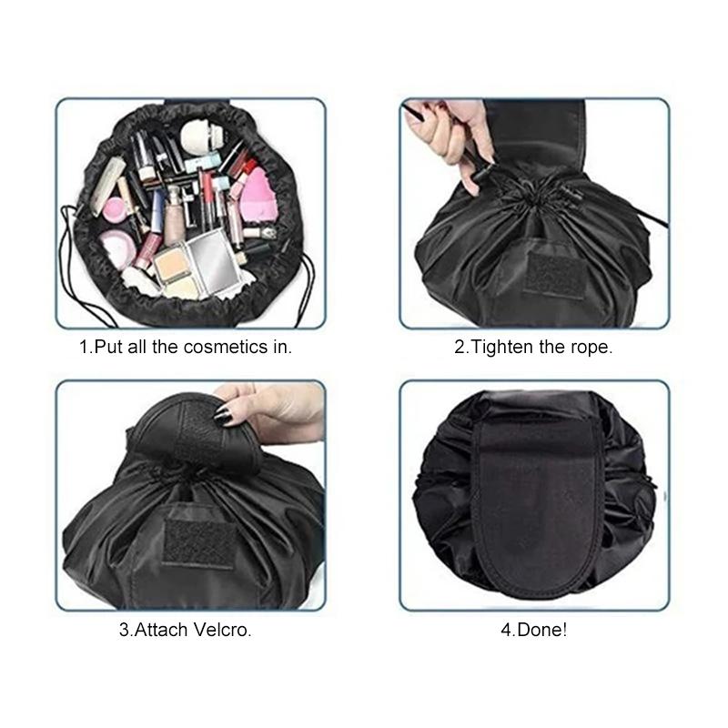 Ultimate cosmetic bag with drawstring