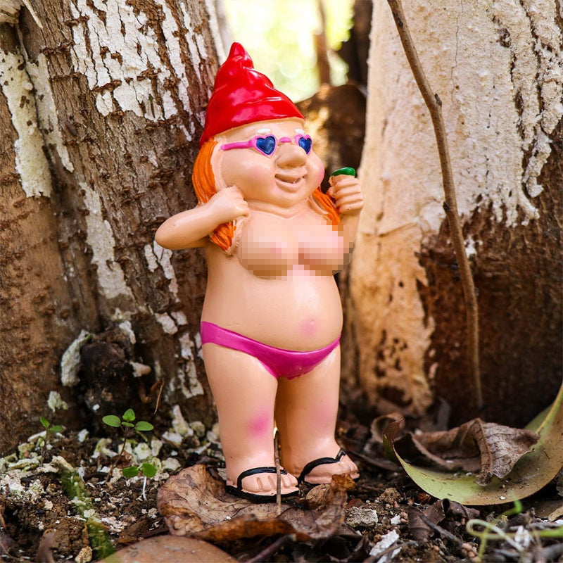 Naughty Garden Gnome Funny Statue