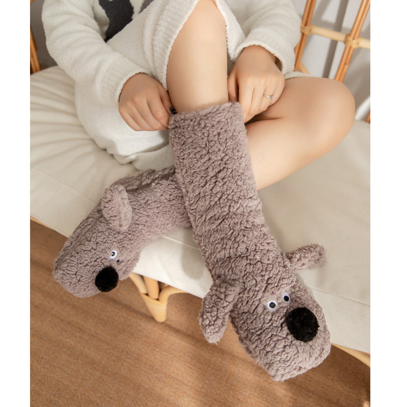 Cute Plush Dog Socks