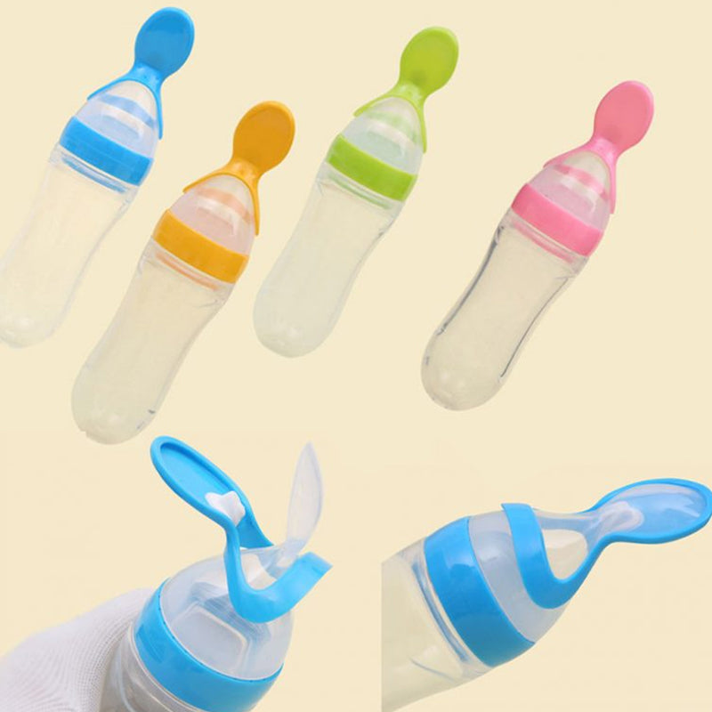 Baby Silicone Bottle Squeeze Spoon Feeder