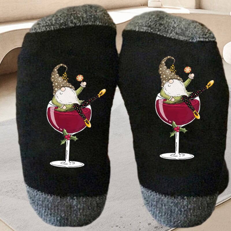 🧦Christmas Gnome Wine Glass Unisex Crew Socks🧦