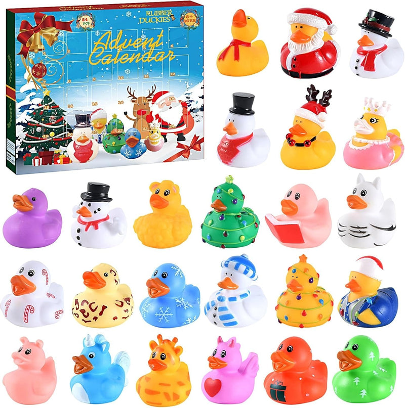 24 Pcs Christmas Rubber Ducks Advent Calendar