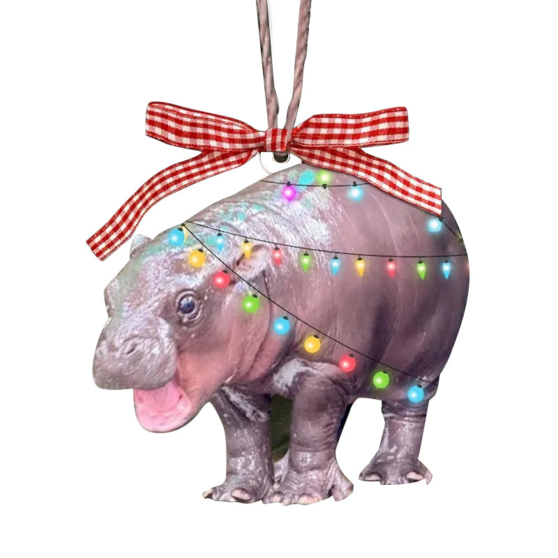 Christmas Cute Hippo Acrylic Pendant