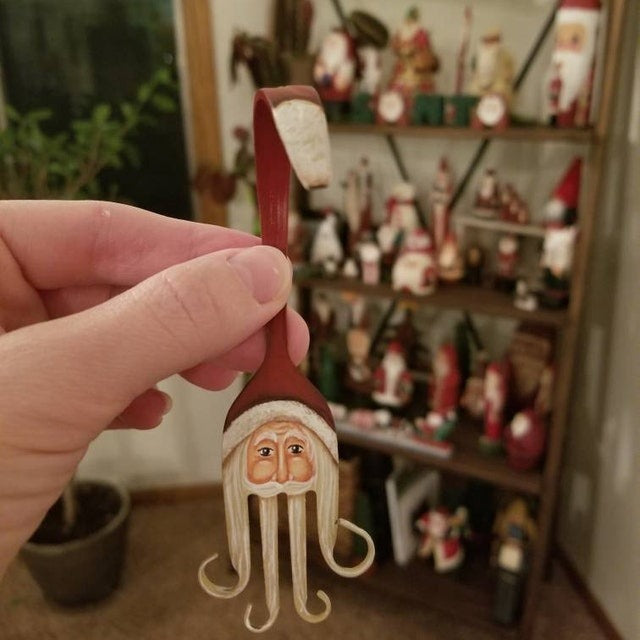 Curly Fork Santa Christmas Ornament