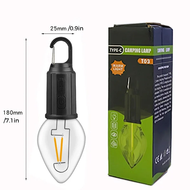 New Outdoor Camping Hanging Type-C Charging Retro Bulb Light