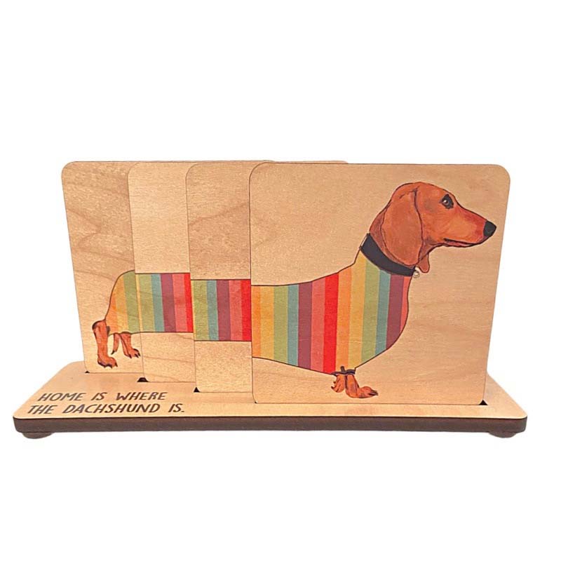 Dachshund Wood Coaster Set