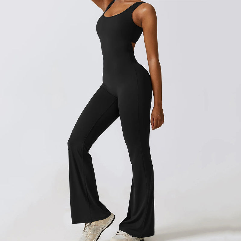 Tight One-piece Yoga Wear V-Back Jumpsuit